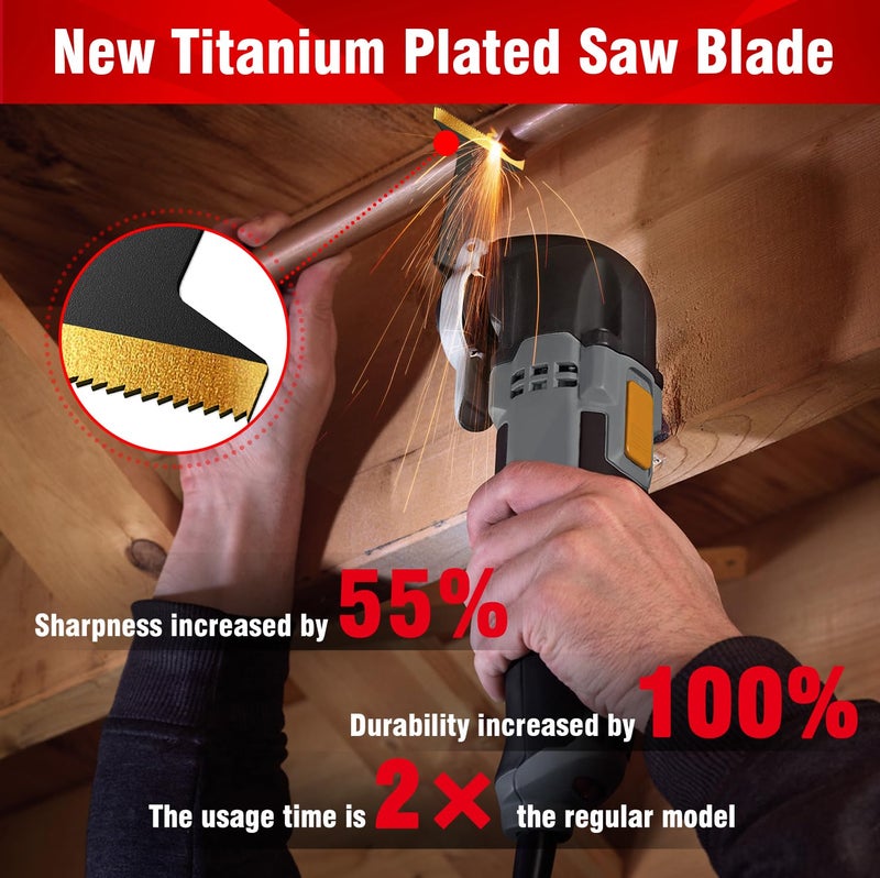 FROYLOTㅤ 18PCS Titanium Oscillating Saw Blades Kits, 2X Speed Universal Multi Tool Blades for Metal, Cutting Wood, Nail, Plaster Wall, Blades for Multi-Tool Fit DeWalt Milwaukee Ryobi Rockwell Fein Makita - Image 3